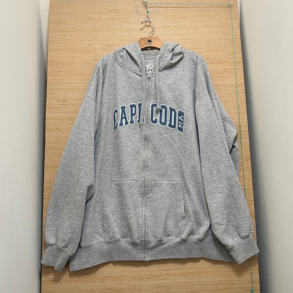Cuffy's Cape Cod Mens Full Zip Hoodie Heather Gray Graphic Sweatshirt XL 5771